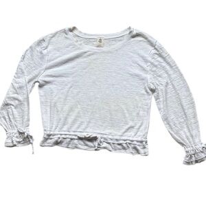 We The Free by Free People White Waffle Knit Long Sleeve Top Size Small